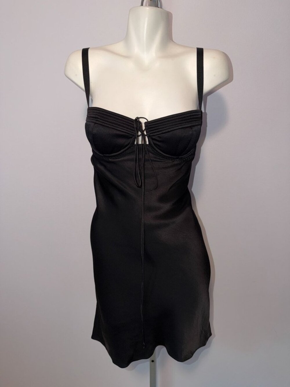 Anna October x J.Crew Black Lingerie Silk Satin Dress 14 NWT Bra Cup Corset Midi - Picture 2 of 8